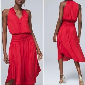 White House Black Market Satin-y Red Midi Dress
